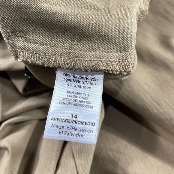 NWT Women’s George Khaki Rayon 2 Pocket Super Stretchy Classic Pants (14) GH18 - Picture 4 of 9